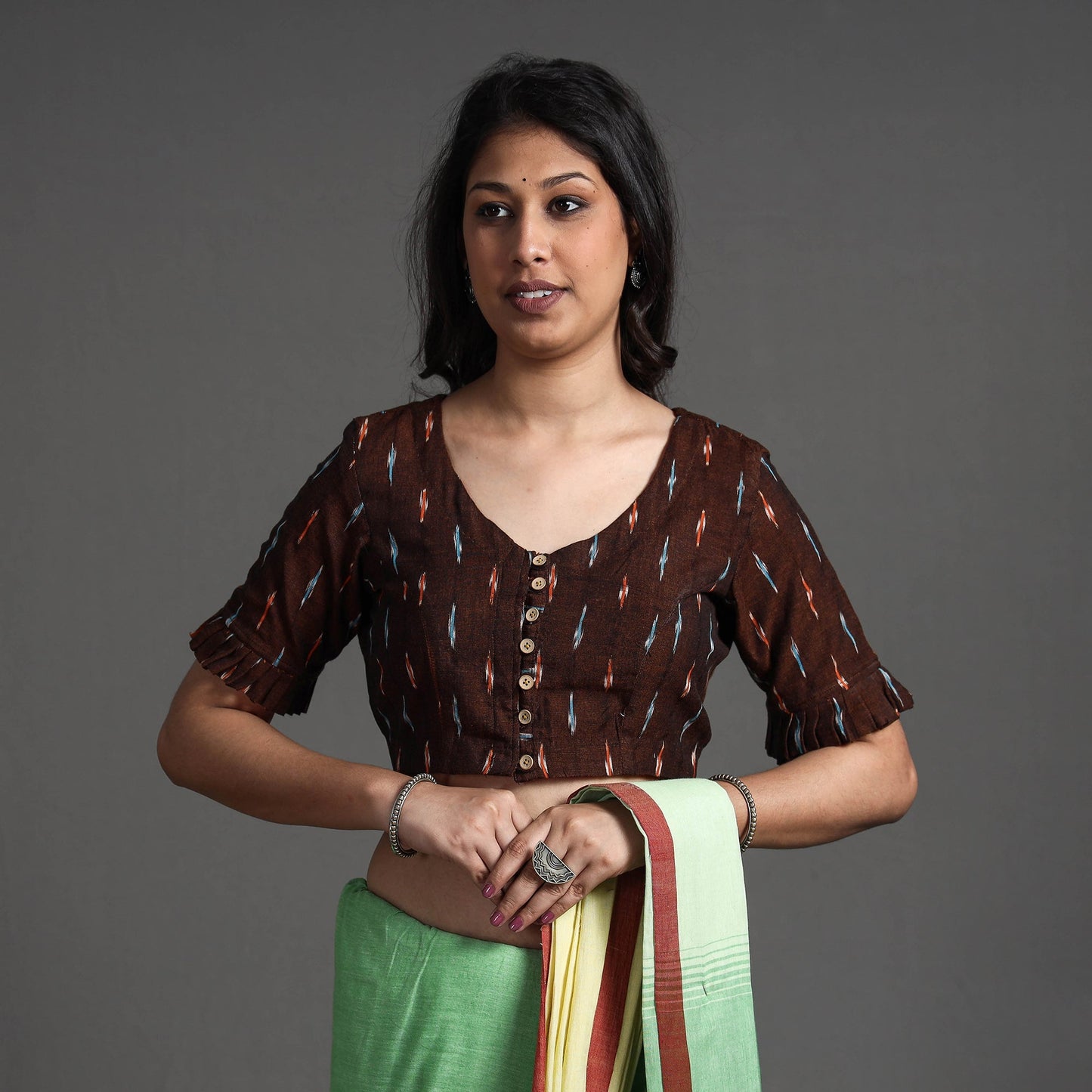 Buy Pochampally Ikat Cotton Stitched Blouse Online at iTokri.com