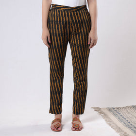 Brown - pochampally ikat cotton tapered casual pant