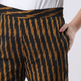 Brown - pochampally ikat cotton tapered casual pant