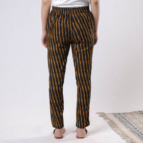 Brown - pochampally ikat cotton tapered casual pant