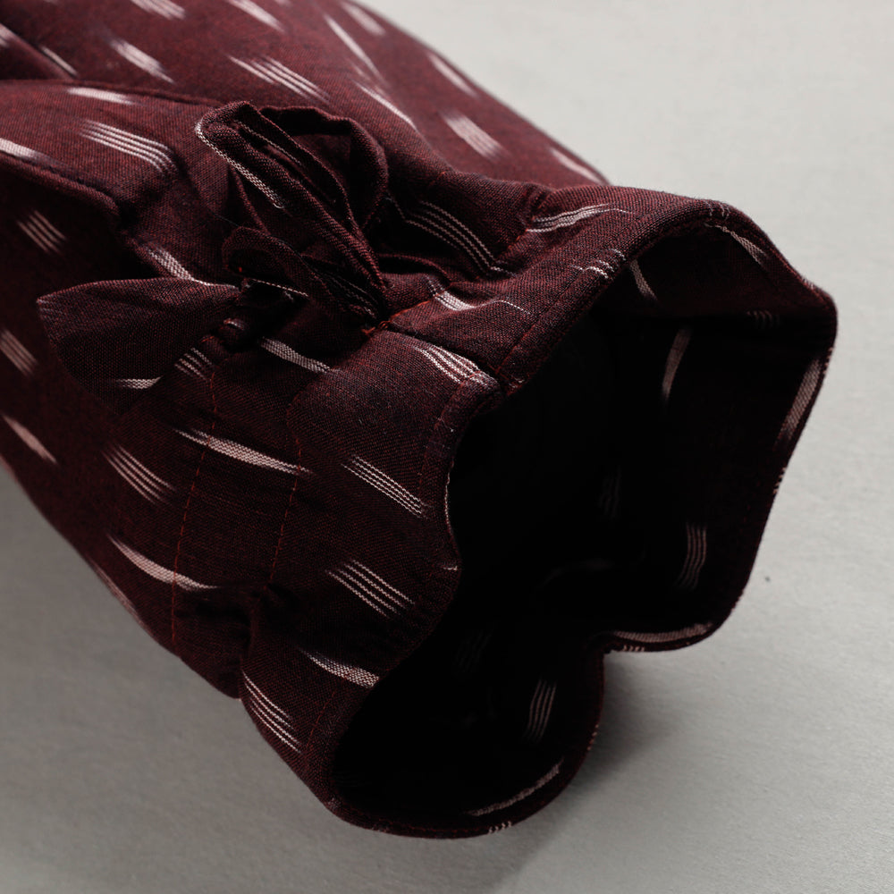 Brown Pochampally Ikat Cotton Yoga Mat Bag 