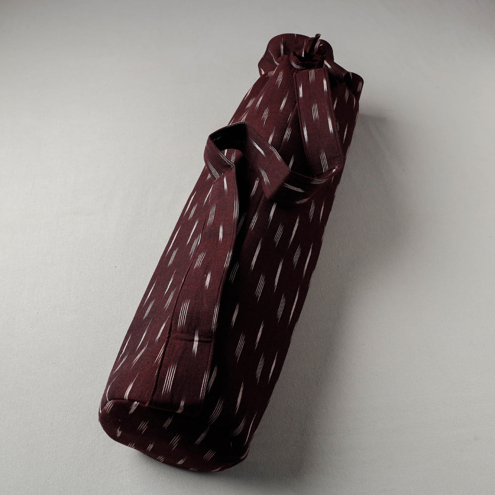 Brown Pochampally Ikat Cotton Yoga Mat Bag 
