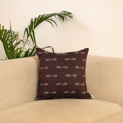 Brown - pochampally ikat cushion cover 10 - handcrafted