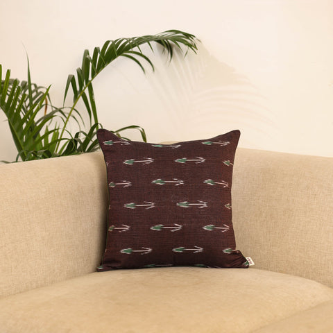 Brown - pochampally ikat cushion cover 10 - handcrafted