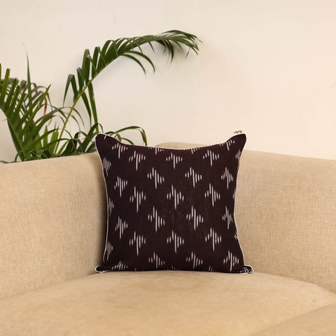 Brown - pochampally ikat cushion cover 07 - handcrafted