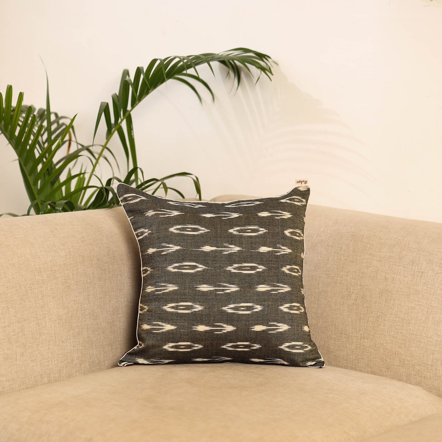 Brown - pochampally ikat cushion cover 17 - handcrafted