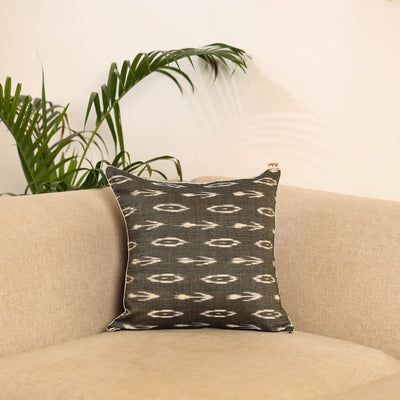 Brown - pochampally ikat cushion cover 17 - handcrafted