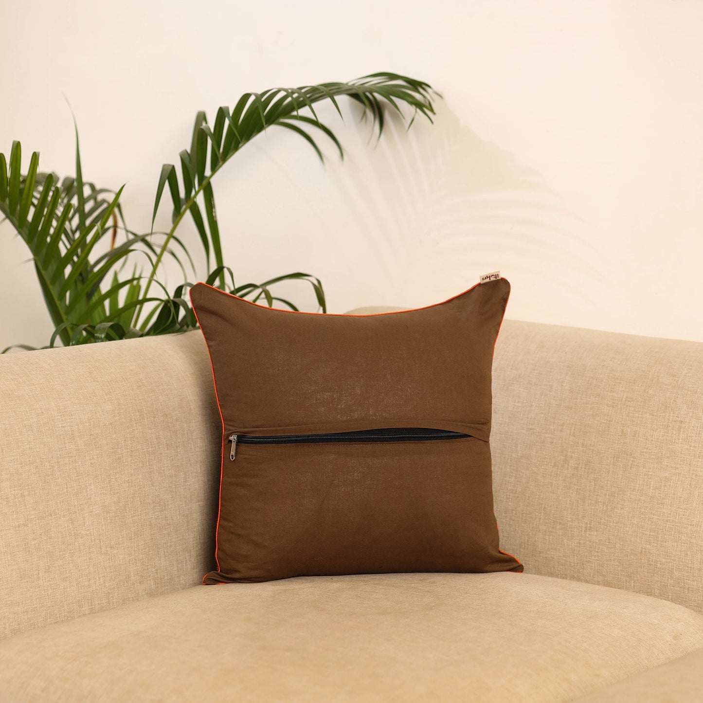 Brown - pochampally ikat cushion cover 20 - handcrafted