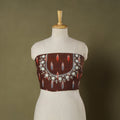 Brown Pochampally Ikat Hand Embroidery Cotton Blouse Piece