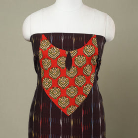 Buy Brown Pochampally Ikat Patchwork Cotton Kurta Material