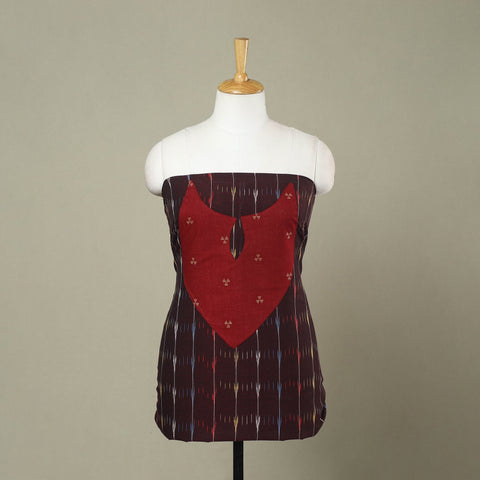  Brown Pochampally Ikat Patchwork Cotton Kurta Material