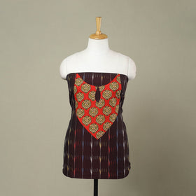 Buy Brown Pochampally Ikat Patchwork Cotton Kurta Material