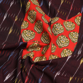 Buy Brown Pochampally Ikat Patchwork Cotton Kurta Material