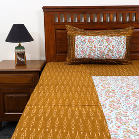 Buy Pochampally Ikat with Sanganeri Patch Cotton Bedsheet Set