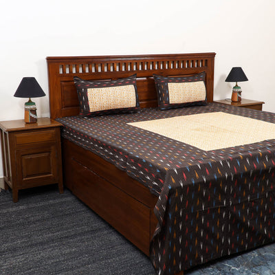 Brown - pochampally ikat with sanganeri patch cotton