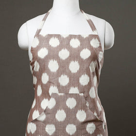 Brown Pochampally Ikat Weave Cotton Apron with Pocket 