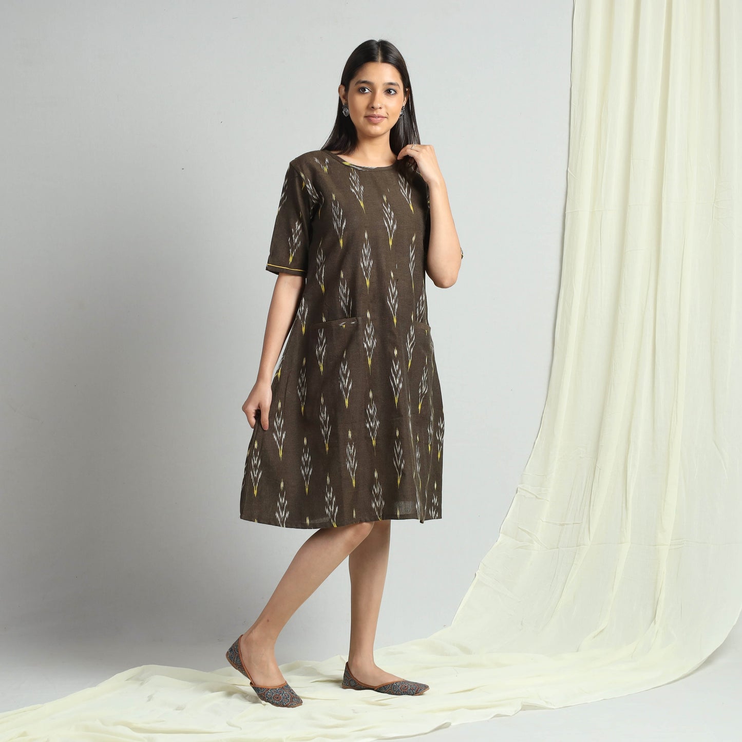 Buy Pochampally Ikat Weave Cotton Dress Online l iTokri.com