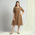 Brown - Pochampally Ikat Weave Cotton Dress