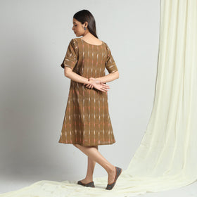 Brown - Pochampally Ikat Weave Cotton Dress