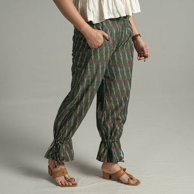 Brown - pochampally ikat weave cotton elasticated pant 11