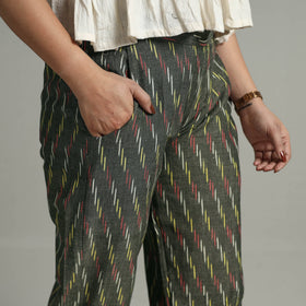 Brown - pochampally ikat weave cotton elasticated pant 11