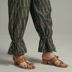 Brown - pochampally ikat weave cotton elasticated pant 11