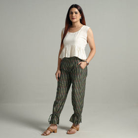 Brown - pochampally ikat weave cotton elasticated pant 11
