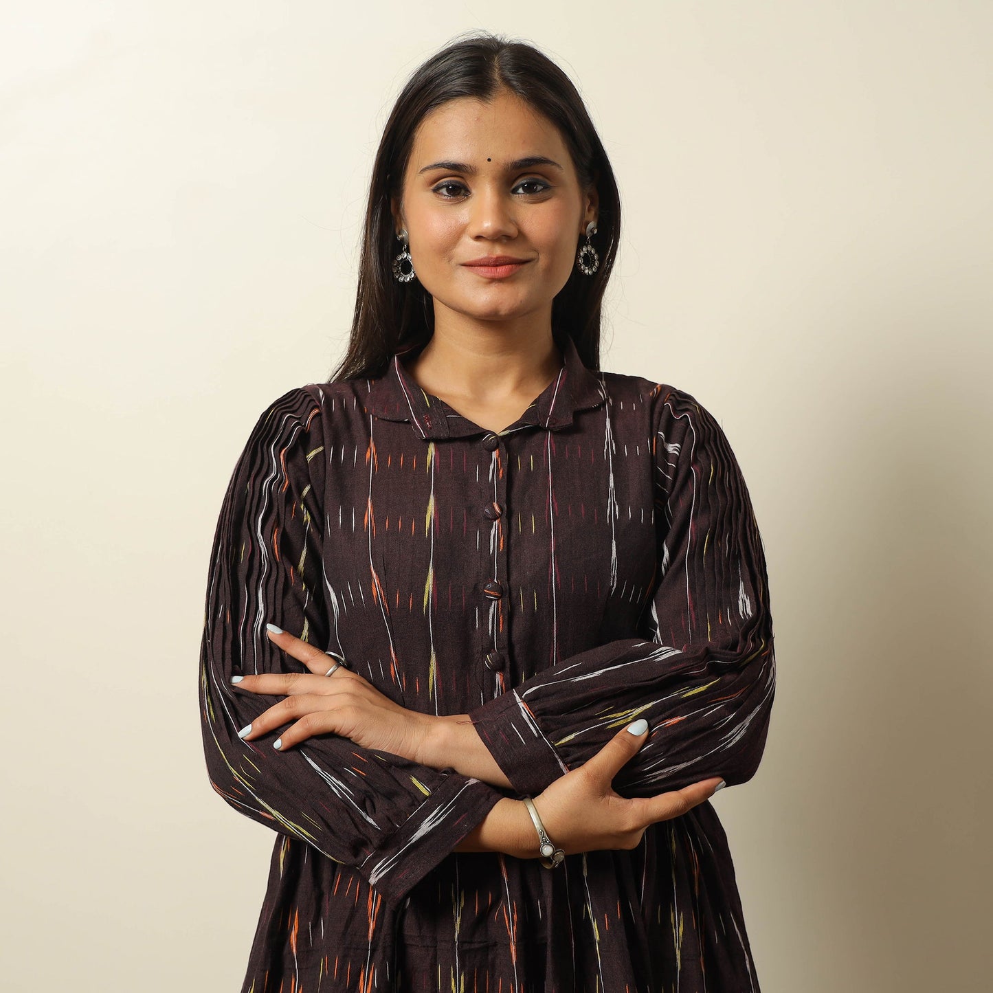 Buy Pochampally Ikat Weave Cotton Flared Dress 09 Online l iTokri.com