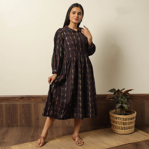 Buy Pochampally Ikat Weave Cotton Flared Dress 09 Online l iTokri.com