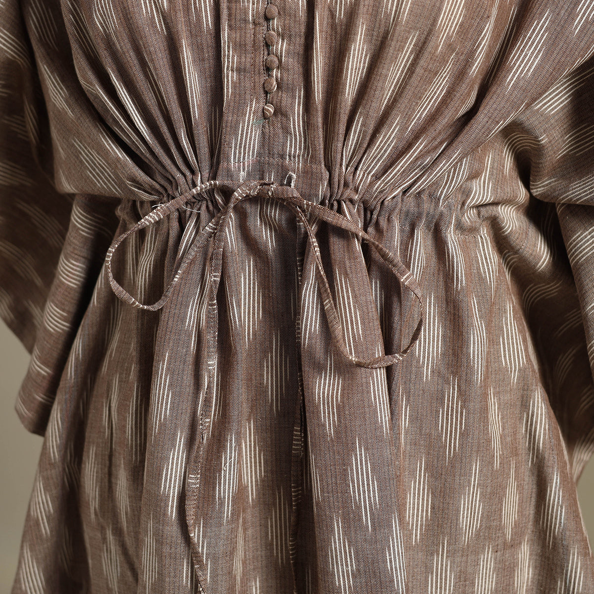 Brown Pochampally Ikat Weave Cotton Kaftan (Medium)