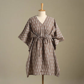 Brown Pochampally Ikat Weave Cotton Kaftan (Medium)