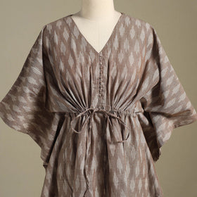 Brown Pochampally Ikat Weave Cotton Kaftan (Medium)
