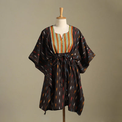 Brown Pochampally Ikat Weave Cotton Kaftan (Medium)