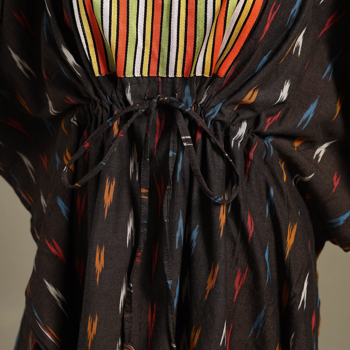 Brown Pochampally Ikat Weave Cotton Kaftan (Medium)