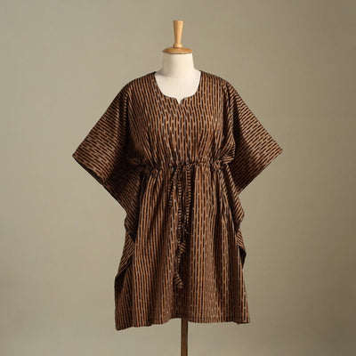 Brown Pochampally Ikat Weave Cotton Kaftan (Medium)