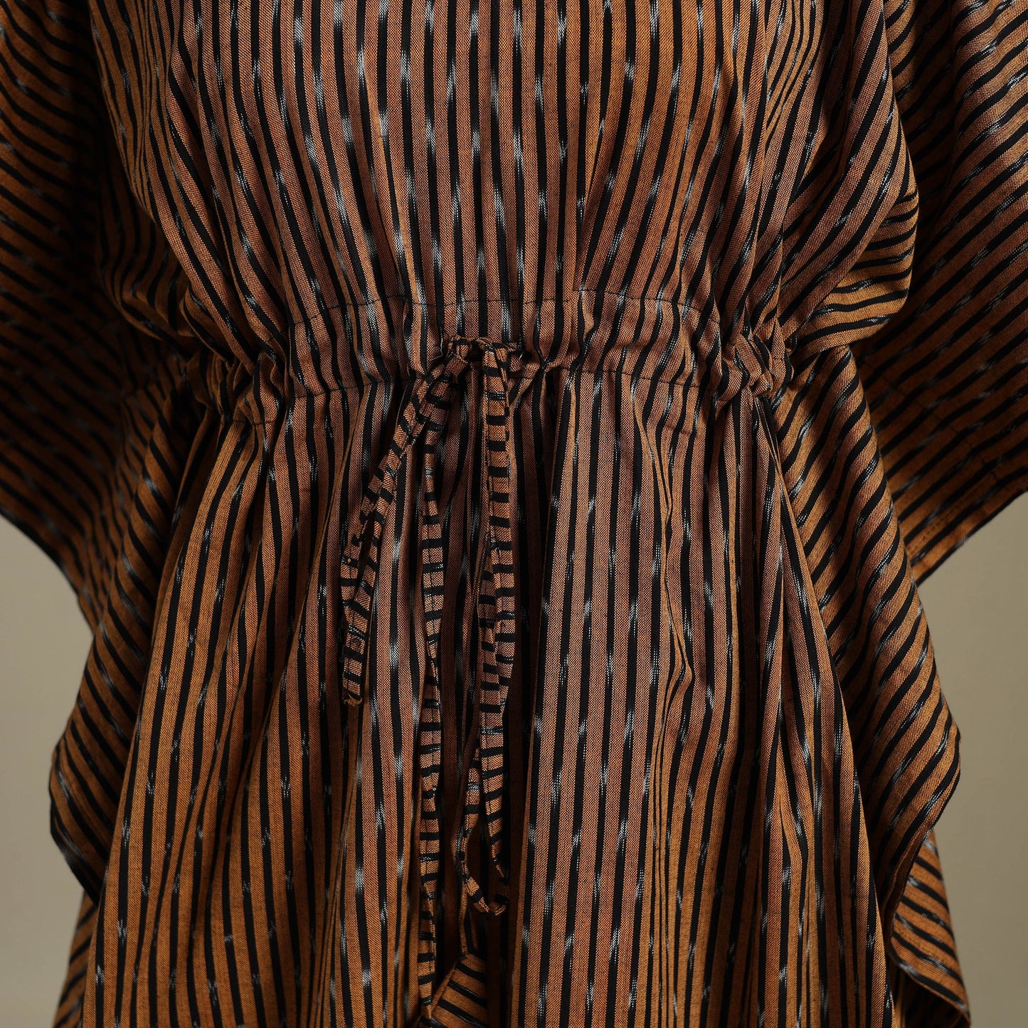 Brown Pochampally Ikat Weave Cotton Kaftan (Medium)