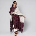 Brown - pochampally ikat weave cotton kurta with palazzo &