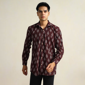  Pochampally Ikat Weave Cotton Men Full Sleeve Shirt 18 