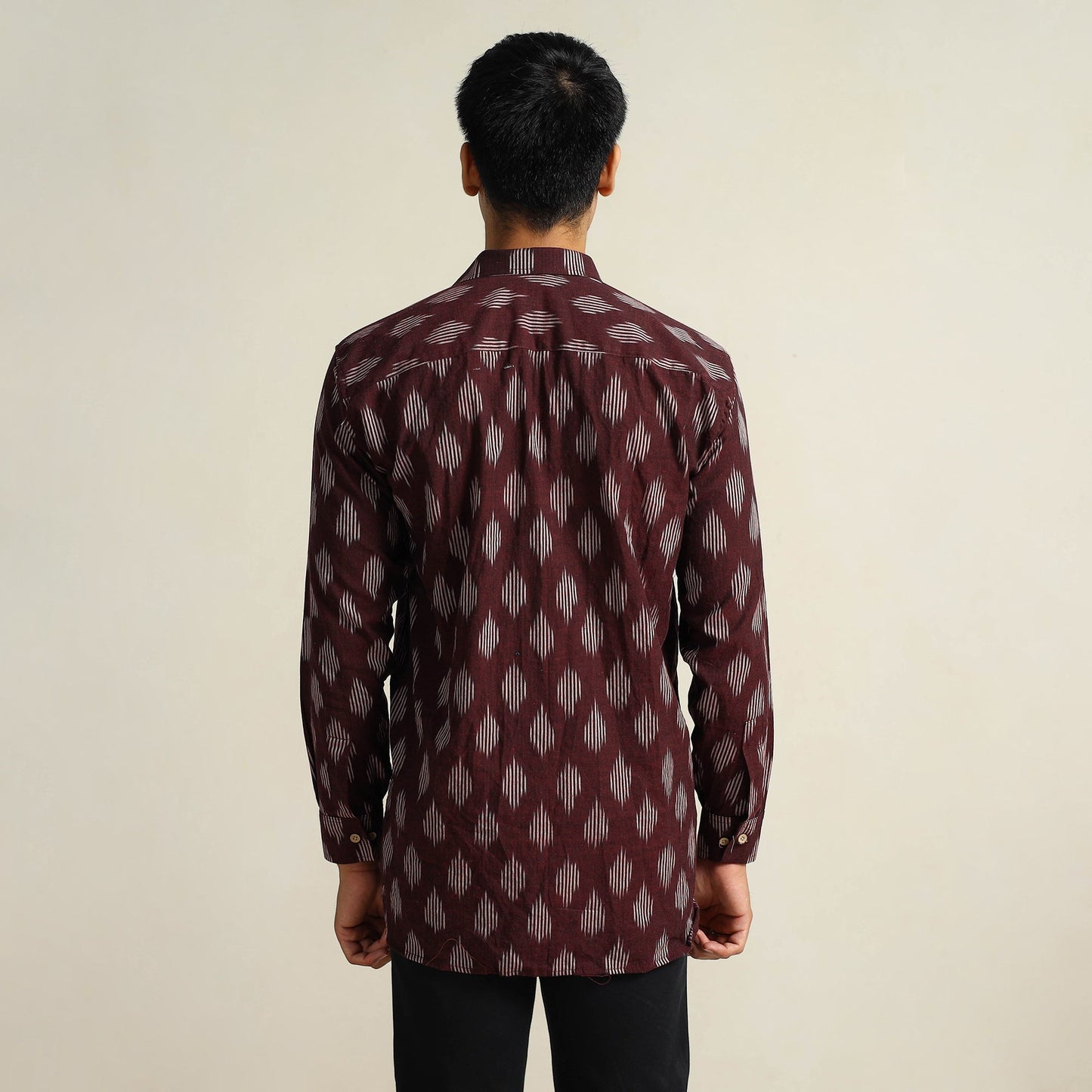  Pochampally Ikat Weave Cotton Men Full Sleeve Shirt 18 