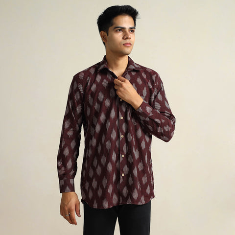  Pochampally Ikat Weave Cotton Men Full Sleeve Shirt 18 