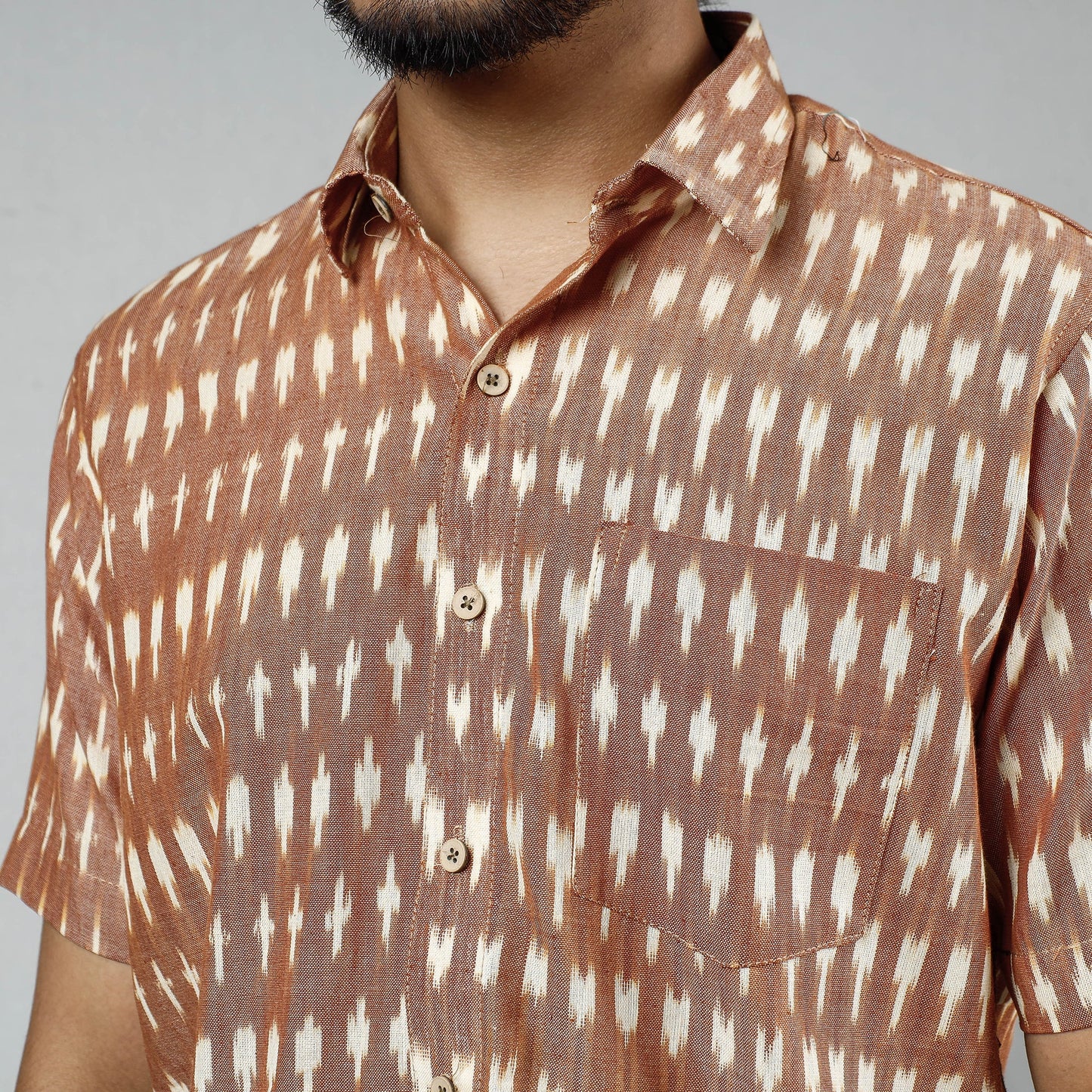 Buy Pochampally Ikat Weave Cotton Men Half Sleeve Shirt Online at iTokri.com