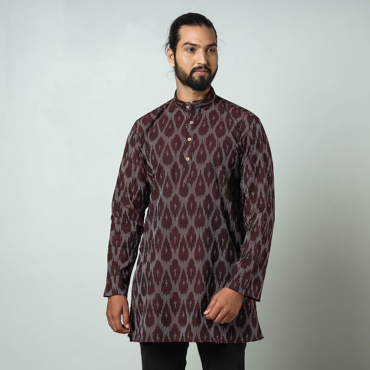 Buy Pochampally Ikat weave Cotton Men's Short Kurta Online at iTokri.com