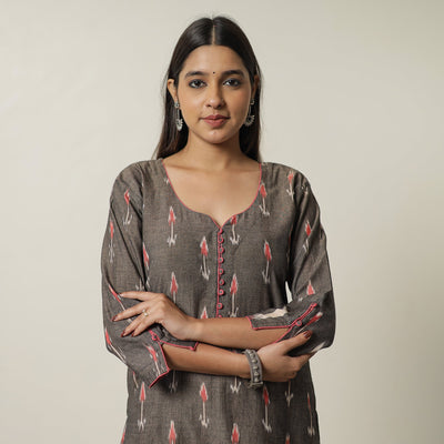 Buy Pochampally Ikat Weave Cotton Straight Kurta 17 Online at iTokri.com