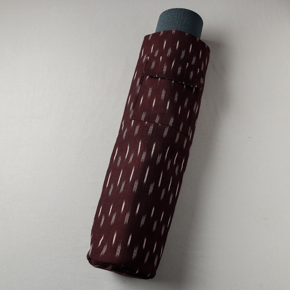 Brown Pochampally Ikat Cotton Yoga Mat Bag 