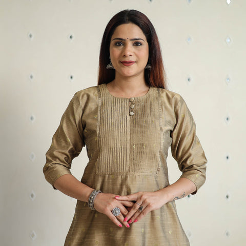 Buy Polka Zari Butta Spun Dupion Silk Long Straight Kurta 06 Online at iTokri.com