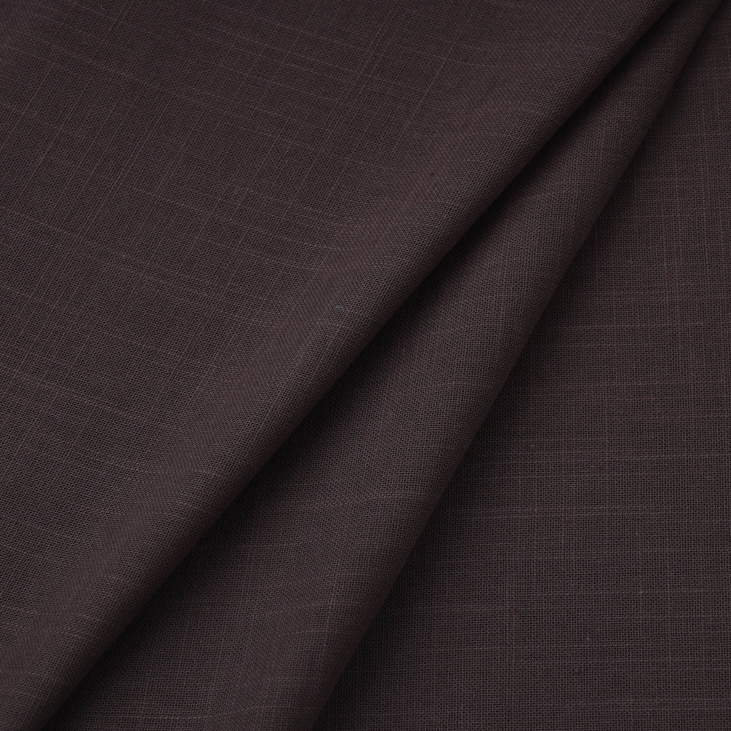 Brown Prewashed Slub Cotton Plain Fabric