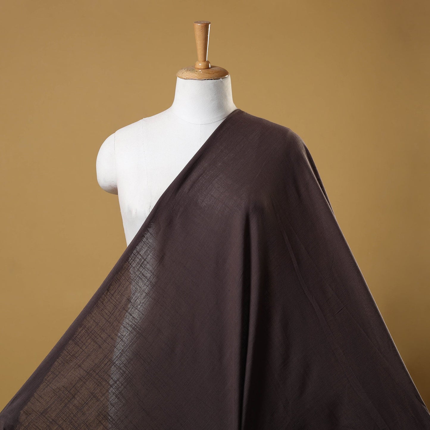 Brown Prewashed Slub Cotton Plain Fabric