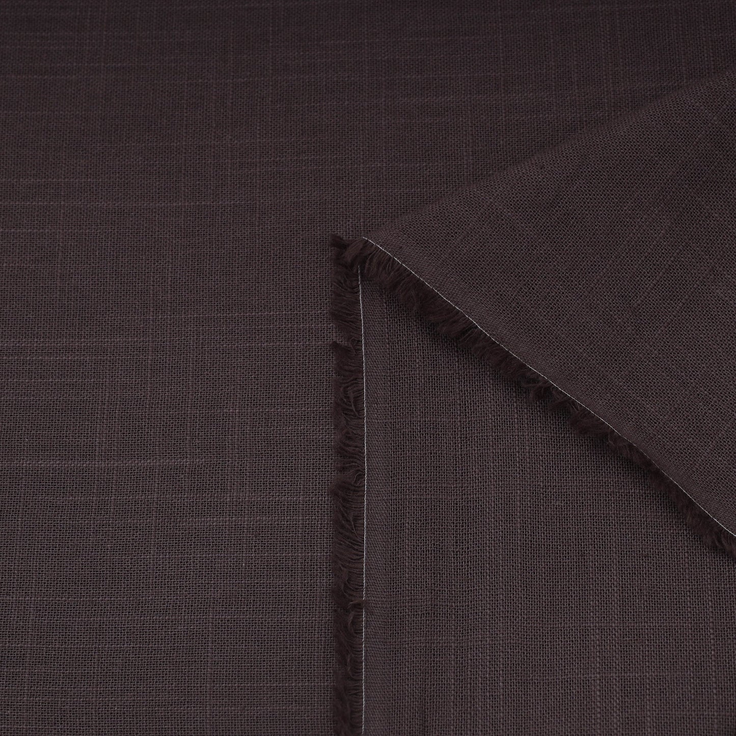 Brown Prewashed Slub Cotton Plain Fabric