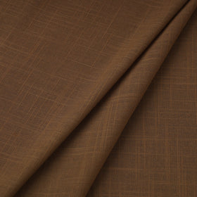 Brown Prewashed Slub Cotton Plain Fabric