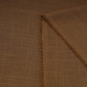 Brown Prewashed Slub Cotton Plain Fabric